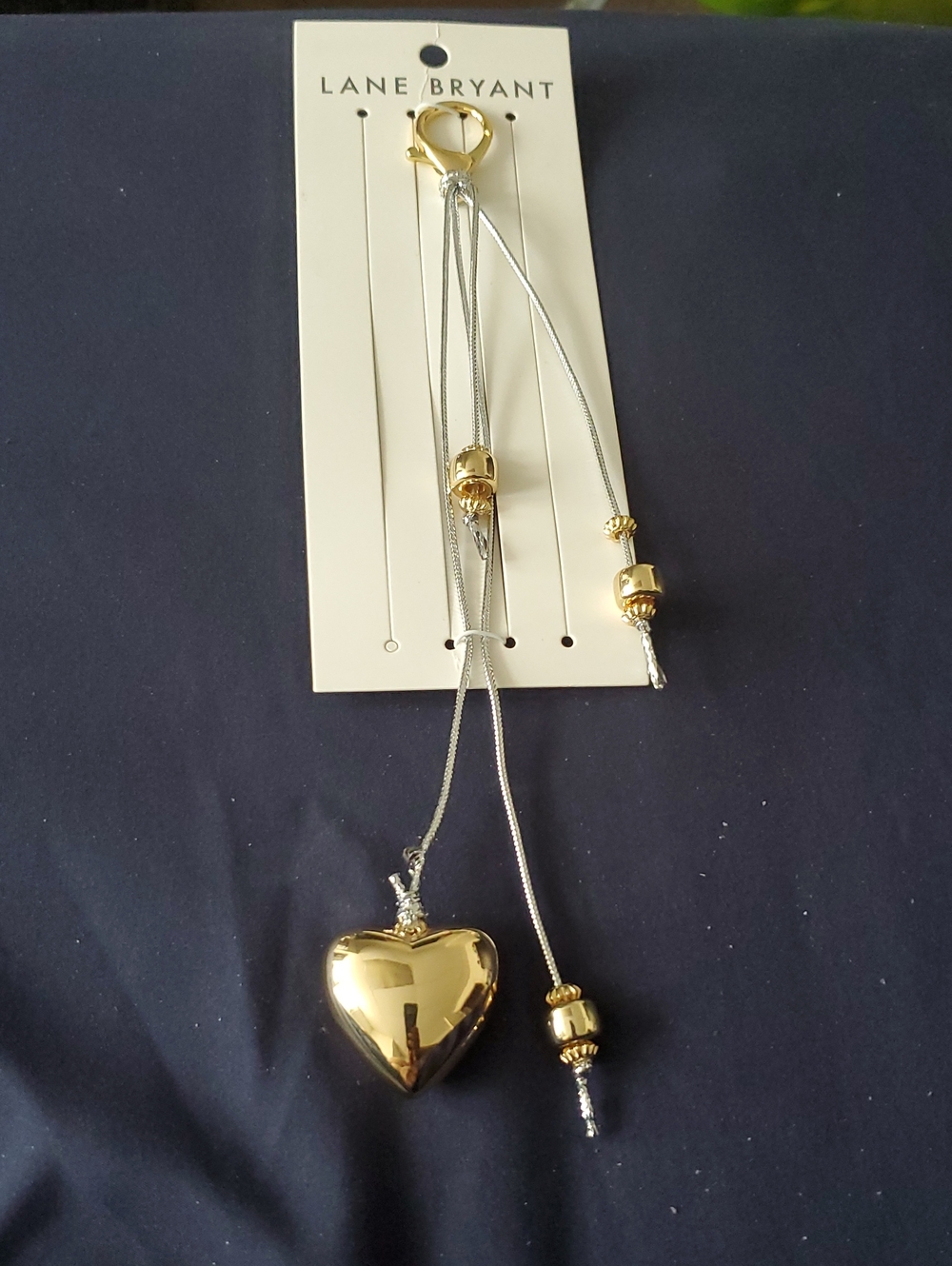 Lane Bryant Gold and Silver Heart Pendant Hanging Accent  Bag Charm